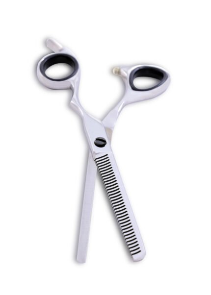 Close-up of Silver Hairdressing Thinning Shears
