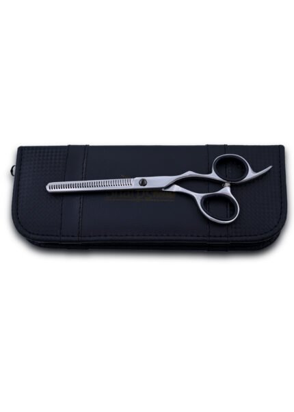 Left side angle view of Silver Hairdressing Thinning Shears
