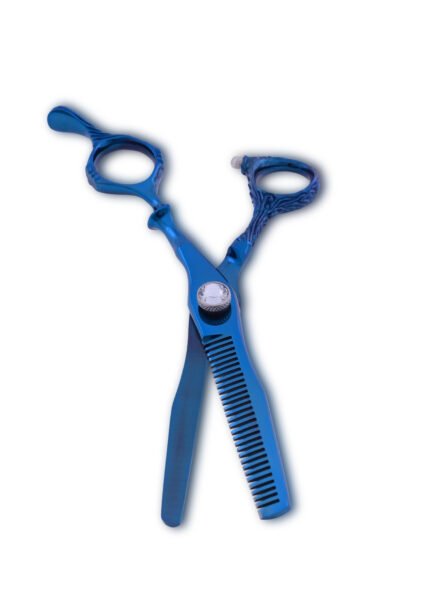 Close-up of Titanium Blue Hair Thinning Shears