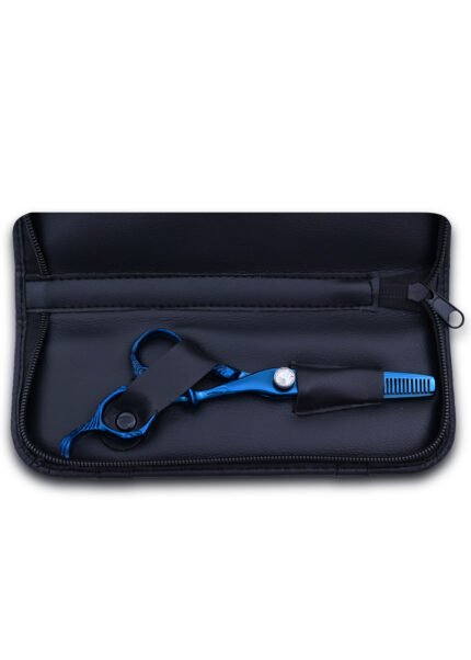 Right side angle view of Titanium Blue Hair Thinning scissors