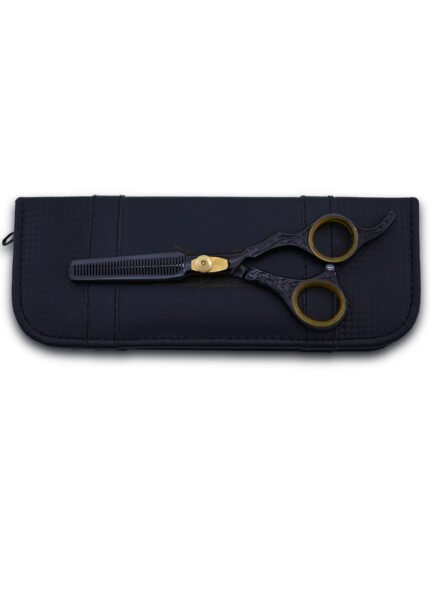 Left side angle view of Black Hair Thinning Scissors