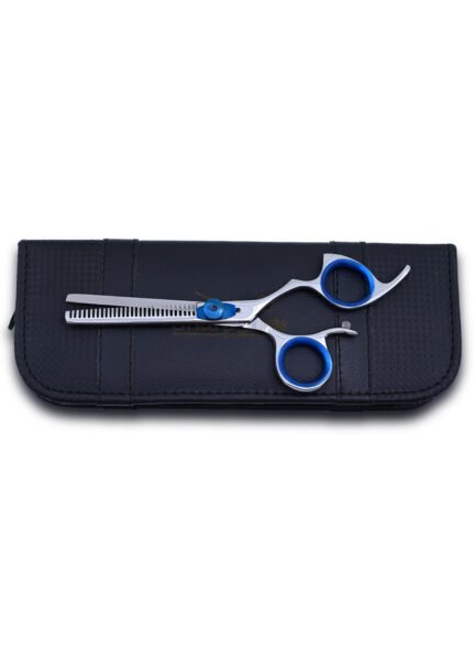 Right side angle view of Silver Hairdressing Thinning Scissors