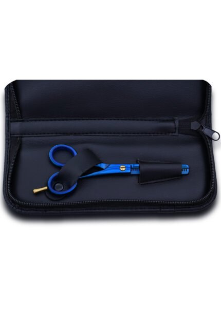 Right side angle view of Blue Hair Thinner Scissors