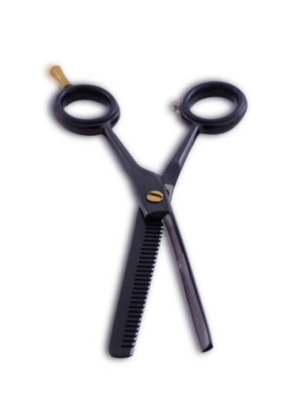 Close-up of Black Hair Thinning Shears