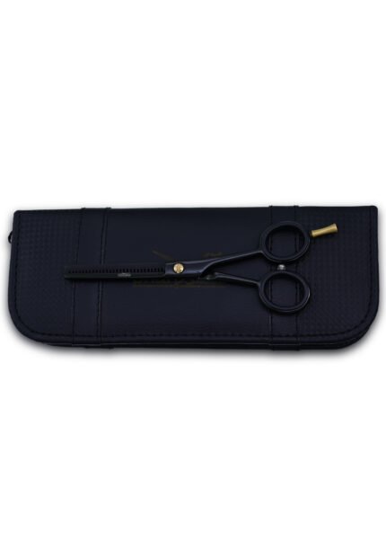 Left side angle view of Black Hair Thinning Shears