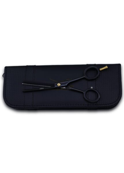 Close-up of adjustable split screw on Black Hair Thinning Shears