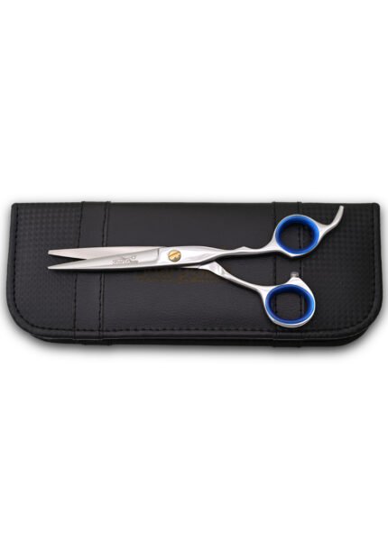 Close-up of the split screw on the right side of Professional Barber Silver Scissors