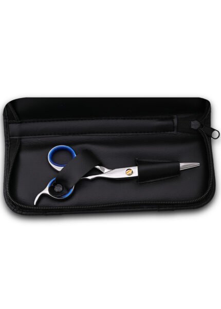 Professional Barber Silver Scissors angled from the right side