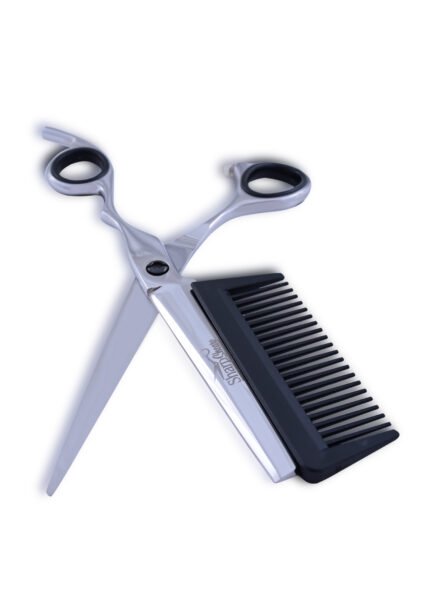 Close-up of the razor-sharp blade of Hair Cutting Scissors with Detachable Comb