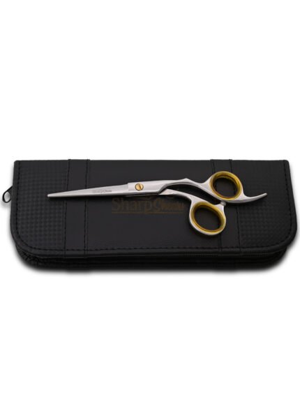 Curved Hair Cutting Scissors angled from the left side