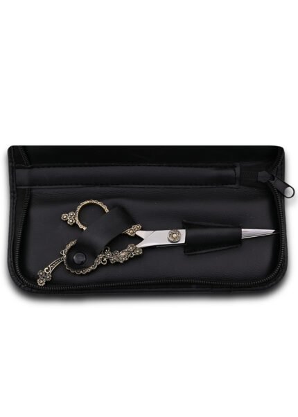 Professional Barber Hair Cutting Scissors angled to the left side with blades partially open.