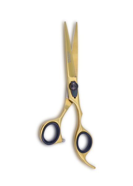 Gold Hair Cutting Shears with open blades facing outward