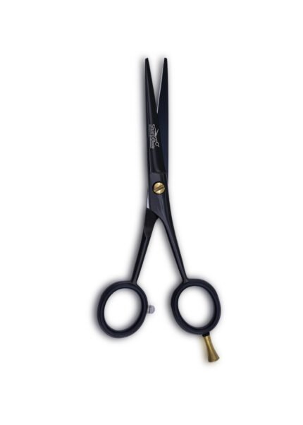 Ceramic Black Hair Cutting Shears with open blades facing outward