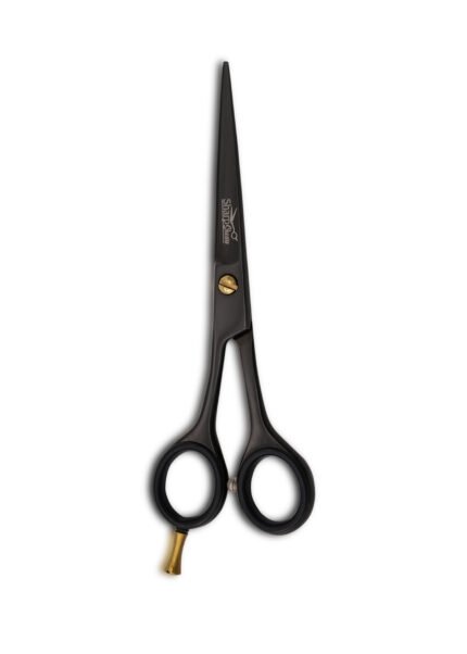 Left-Handed Hair Cutting Scissors held vertically with blades facing upward