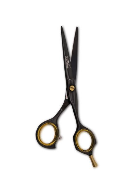 Black Hair Cutting Shears with open blades facing outward