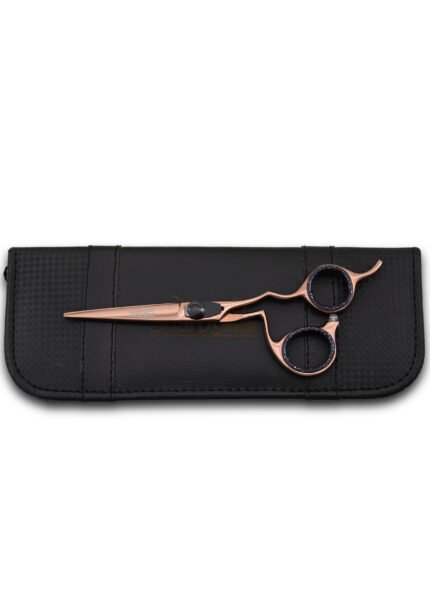 Rose Gold Hair Cutting Shears angled from the left side