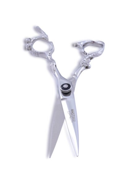 Close-up of Silver Hair Cutting Shears focusing on handle and blade details.