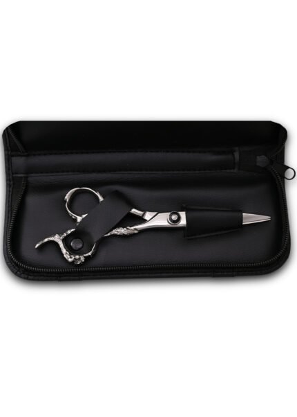 Silver Hair Cutting Shears angled to the right side with blades partially open.