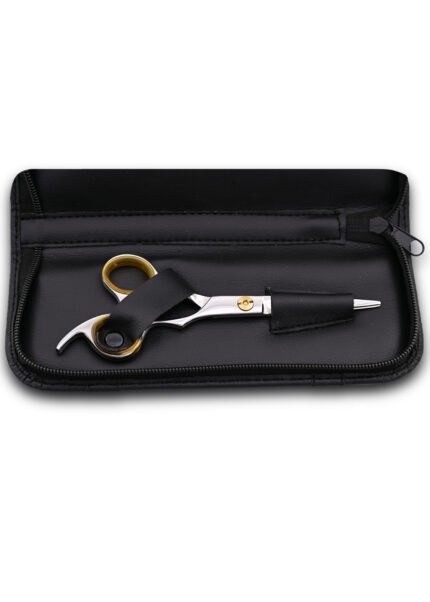 Professional Barber Hair Shears angled to the right side with blades partially open.