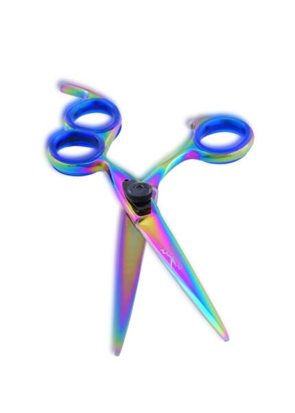 Close-up of the razor-sharp blade of Rainbow Hair Cutting Scissors