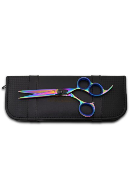 Close-up of the universal adjustable screw on the right side of Rainbow Hair Cutting Scissors