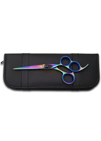 Rainbow Hair Cutting Scissors angled from the left side