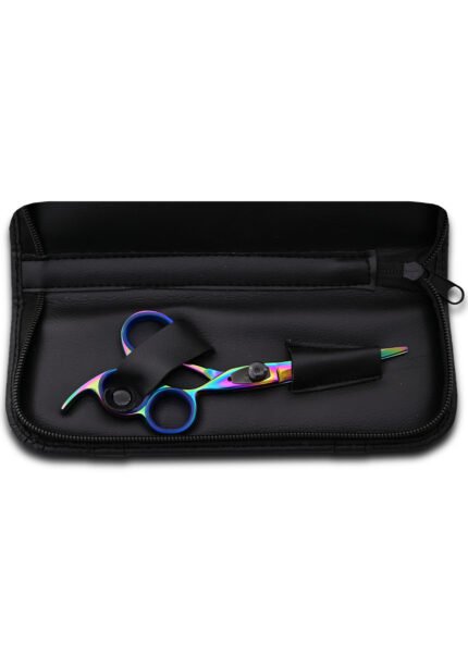 Rainbow Hair Cutting Scissors angled from the right side