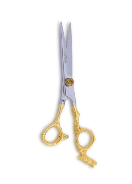 Dragon Handle Hair Cutting Scissors displayed with open blades facing towards the camera.