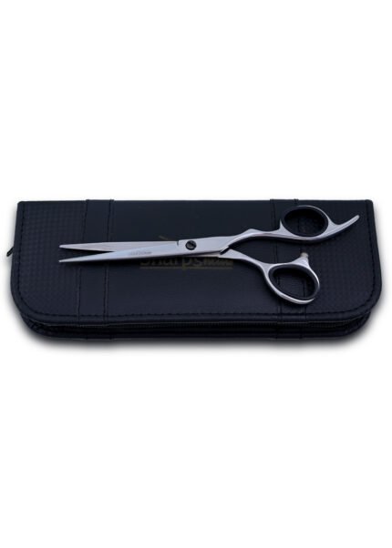 Close-up of the split screw on the right side of Professional Silver Hair Cutting Shears.