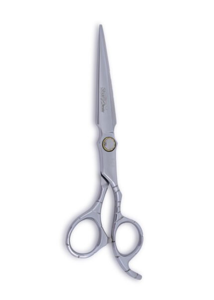 Pro Barber Hair Cutting Shears positioned vertically with aligned blades.
